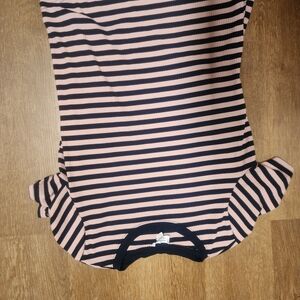 Unique Vintage Navy and Pink Striped Top